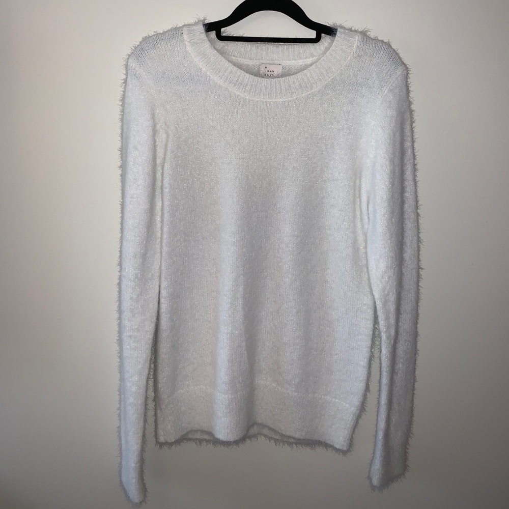 White fluffy sweater